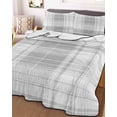 thumbnail image 3 of Quilts King Size, Grey Buffalo Plaid Soft Comforter Bedding Set for Bed, Farmhouse Modern Checkered Lightweight Quilted Bedspread with Pillow Cover(2 Pieces) for All Season, 96x106 Inch, 3 of 9