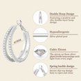 thumbnail image 7 of YEUOYEA Silver Plated Cubic Zirconia Hoop Earrings for Women, Double Row Inside Out,25/30/40mm, 7 of 7
