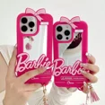 thumbnail image 2 of For iPhone 16 Pro Max/iPhone 16/iPhone 16 Pro/iPhone 16 Plus/15/14/13/12 Cute Cartoon Pink Case, Women Kids Fashion Mirror with Pendant Soft Silicone Shockproof Protective Phone Cover Gifts, 2 of 8
