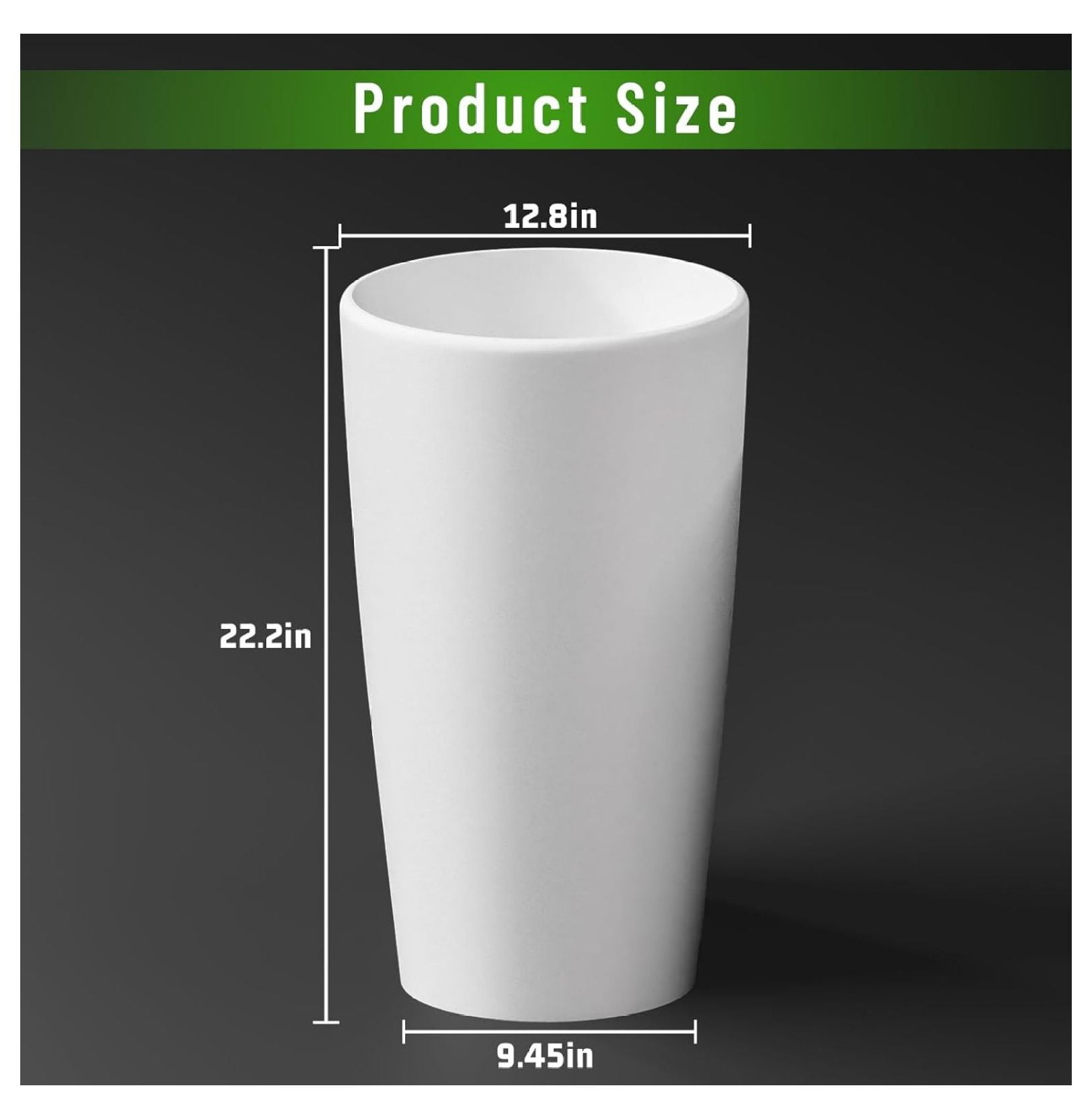 Set of 2 Round Tall Planters 22 Inch, Large Planter for Indoor Outdoor Plants, Modern Flower Pot Containers Large Decorative Tree Planter, White