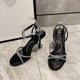 thumbnail image 1 of Sandalias de tacón de aguja con cordones cruzados de diamantes de imitación para mujer, novedad de verano 2023, hebilla de punta redonda, tacones altos sin espalda, zapatos de moda para mujer 38 Gao Jinjia LED, 1 of 2