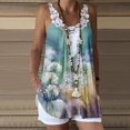 thumbnail image 1 of Chaleco de blusa con estampado de tops sin mangas con tirantes casuales de moda de encaje para mujer Pompotops qyievc2224, 1 of 7