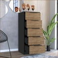 thumbnail image 3 of Dressers 5-Drawer with Metal Handles, Black Wengue/Pine Finish | Multicolor | Particle Board, 3 of 7