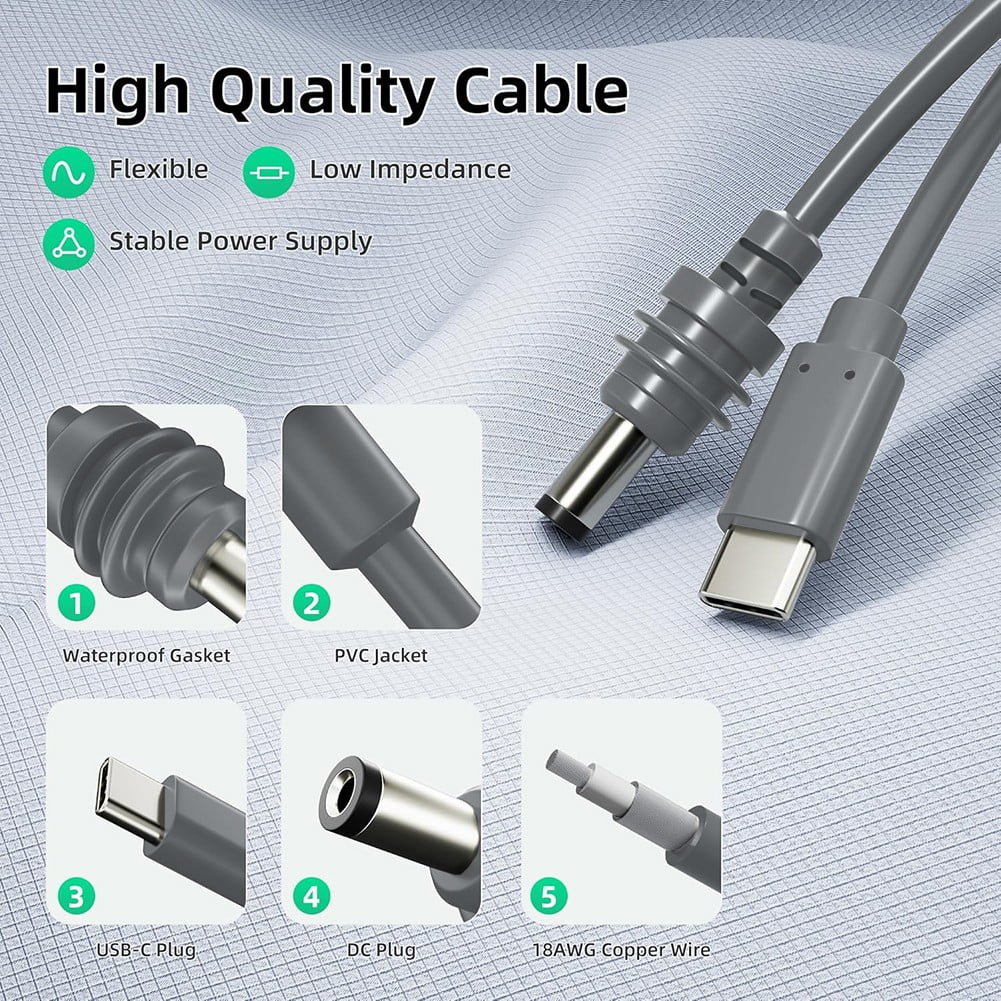 Adaptable Lengths 100W USB C to DC Power Cable Suitable for Starlink Mini
