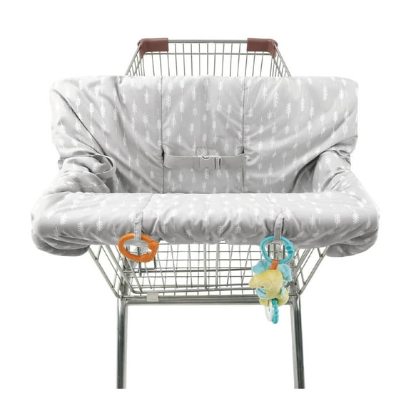The Peanutshell Shopping Cart Cover for Baby, High Chair Cover for Restaurant Seat, Grocery Cart Cover for Baby Girl and Boy, Cotton Buggy Covers for Babies, Toddler Shopping Cart Cover, Neutral Grey