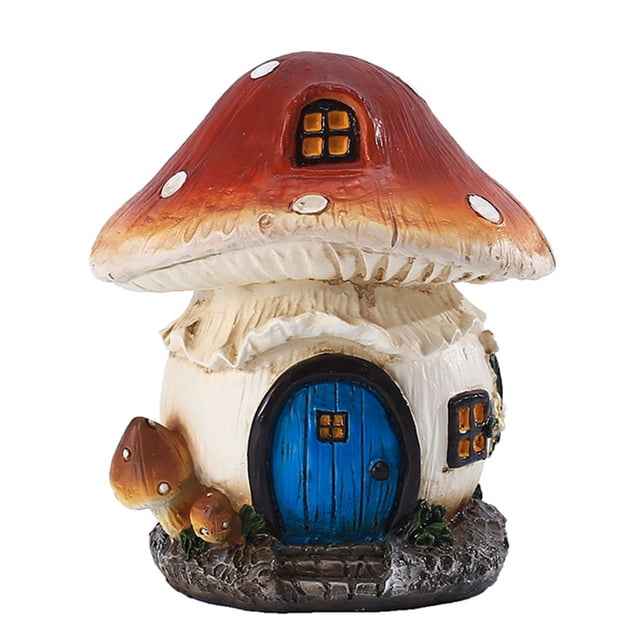 Casa De Setas En Miniatura Mano De Obra Fina Estatuilla De Setas De Resina Estatua De Casa De Hadas Anti-Sol Impermeable De Alta Para Decoración De Interiores Al Aire Libre Cateissary HA018903-00