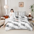 thumbnail image 4 of Homewish Teens Abstract Marble 3-Piece Full Size Comforter Sets,Black Grey Bedding Comforter Set,Marbling Stone Pattern Lightweight Bedding Sets,Ultra Soft Home Decor,Reversible, 4 of 8