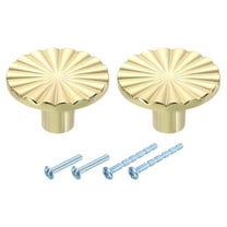 2Pack Round Cabinet Knobs,  1.5" Dia x 0.87" Height Drawer Knob Handle Pulls for Kitchen Cabinets Bedroom Dresser Wardrobe, Gold