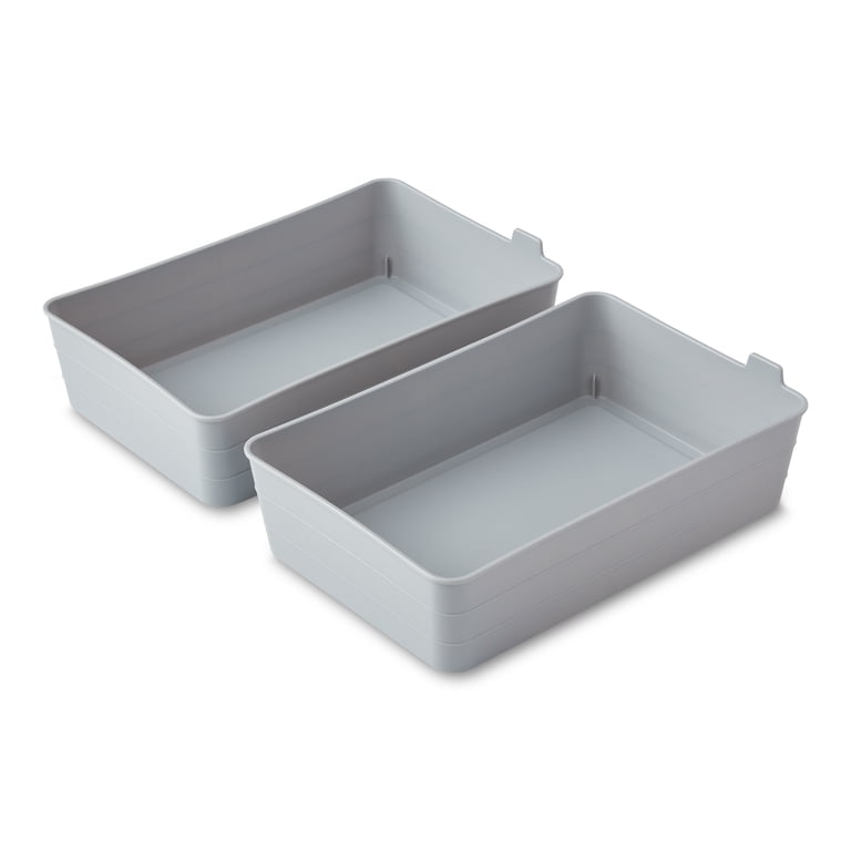 Mainstays 2-Pack Flexible Drawer Storage Organizer Bins, Gray photo 2