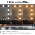 thumbnail image 4 of Vanity Desk with Power Outlet, Makeup Vanity with Lighted Mirror, 3 Colors Adjustable, Glass Top Vanity with Chair, Vanity Set for Bedroom, Dressing Room, 4 of 9