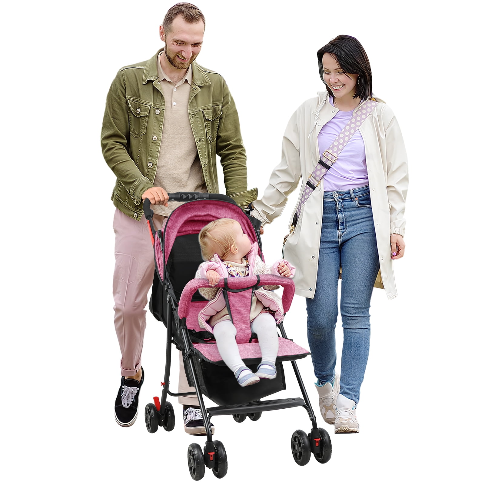 Thehsnt One-Hand Fold Stroller - Adjustable Backrest & Canopy, for Infants 0-2 Years Up to 22 lbs