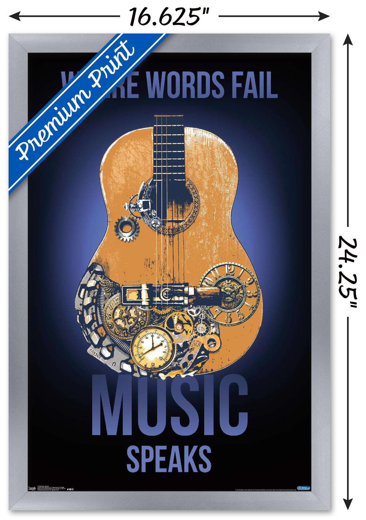 Music Speaks Wall Poster, 14.725" x 22.375", Framed