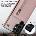 thumbnail image 2 of Dteck Crossbody Wallet Case for Samsung Galaxy S22 Ultra Credit Card Holder PU Leather Kickstand Shockproof Detachable Cross Body Strap Lanyard Magnetic Closure, Rosegld, 2 of 13