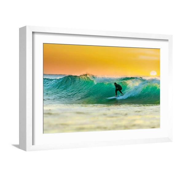 Art.com Sunrise Surfing Photographic Print by sw_photo, White Frame Wall Art, 23" x 17"