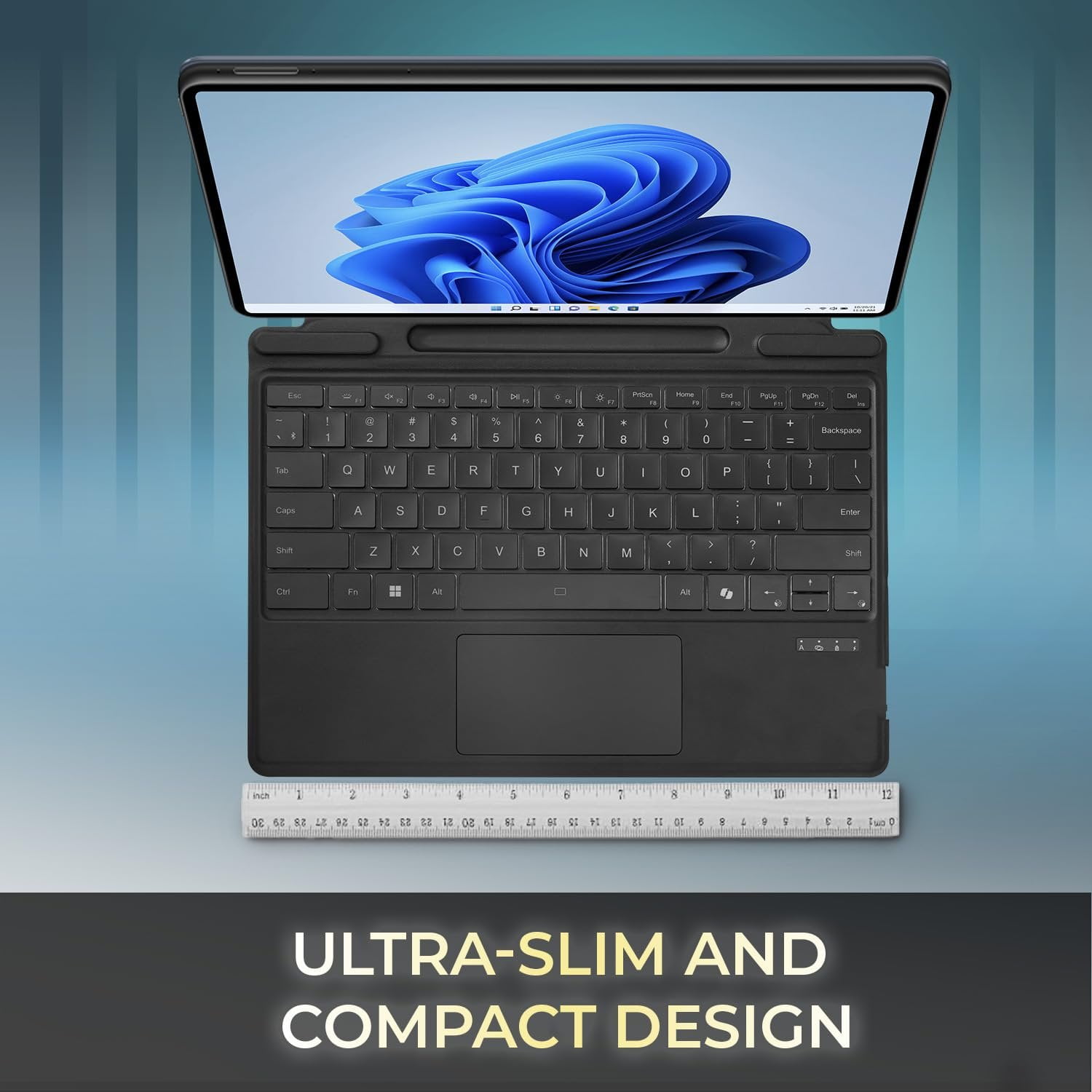 ADESSO Surface Pro Keyboard Case Bluetooth 5.0 Wireless Slim Aluminum Design Scissor Switch Keys Touchpad Compatible with Surface Pro 8 9 10 11