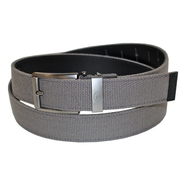 Pebble Beach Men's Cut To Fit Canvas Golf Belt with Ratchet Strap, Gray