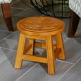 thumbnail image 3 of Round Carved Wooden Step Stool with Sturdy Rubberwood, Functional Handcrafted Solid Wood Stool with Fun Finishes, Maple Leaf, Natural, 3 of 6
