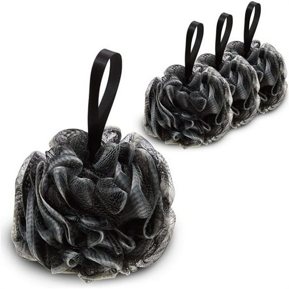 Loofah Shower Puff-Casewin Ultra Soft Mesh Bath Sponges for Adults Exfoliating, Scrubbing and Cleaning - Body Scrubbers for Use in Shower - Black