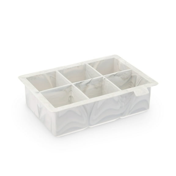 True Marbled Ice Cube Tray Makes 2" Ice Cubes for Cocktails Iced Tea, Grey