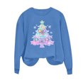 thumbnail image 5 of Womens Merry Christmas Print O Neck Sweatshirt Round Neck Fit Pullover Tops Casual Long Sleeve Workout Shirts Blue XXL, 5 of 6