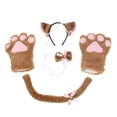 thumbnail image 2 of conjunto de cosplay de gato guantes de felpa gatito oreja cola collar patas partido traje marrón Sunnimix Disfraz de Cosplay de gato, 2 of 8