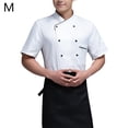 thumbnail image 2 of Uniforme de chef Delantal de cocina de manga corta Trajes de doble botonadura Camisas de costura cómodas para hombres Estilo simple para barra de café Blanco M Advancent LF000329-07, 2 of 7