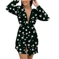 thumbnail image 5 of Oksale Plus Size Womens Floral Printing Robes with Belt Soft Long Sleeve Bath Robe Fall Mini Nightgown Casual Pajama Robe for Home 2025 Black L, 5 of 6