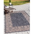 thumbnail image 1 of Unique Loom Outdoor Collection Transitional Indoor & Outdoor Traditional Floral Border Area Rug, 7 x 10 Feet, Charcoal Gray/Beige, 1 of 1