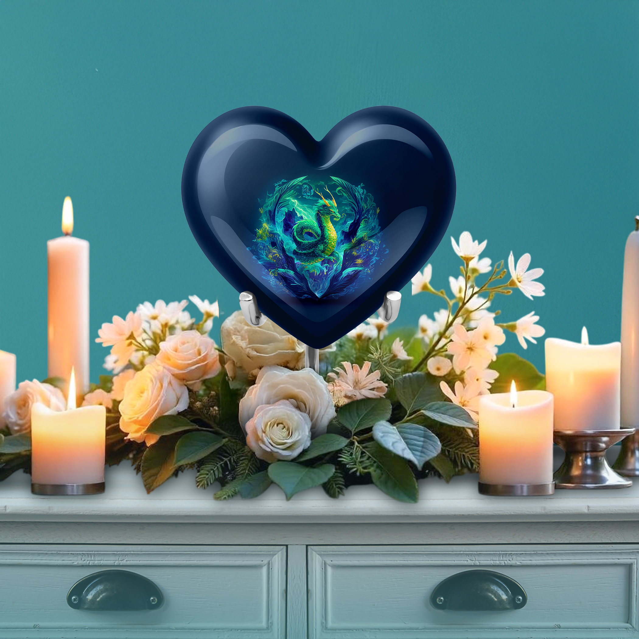 SABURIAL Dragon Urn - Memorial Urn For Male & Female - Combo 1 - Large With 3 Inch Pack Of 1 - Large Urns For Ashes - Cremation Urns For Adult - Ash Keepsakes For Human Ashes