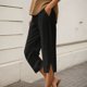 thumbnail image 1 of WILLBEST Pantalones Casuales de Lino Ligeros Para Mujer, Capri de Verano Para Mujer, Pantalones Cortos de Playa de Pierna Recta Con Bolsillos, Hasta La Rodilla, Estilo Exterior, Cómodos y Elegantes., 1 of 3