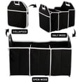 thumbnail image 3 of Trunk Cargo Organizer, Portable Three Compartments Waterproof Cargo Trunk Groceries Collapsible Storage Organizer for Auto, SUV, Truck, Van, Black, 3 of 5