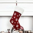 thumbnail image 2 of LanSuare Christmas Stockings with Dog Paw Prints, 17.7"x8.7" Soft Fluffy Cuff Christmas Stockings, Xmas Hanging Stockings for Family Fireplace, Christmas Party Decor, Candy Gift Bags(Red), 2 of 6