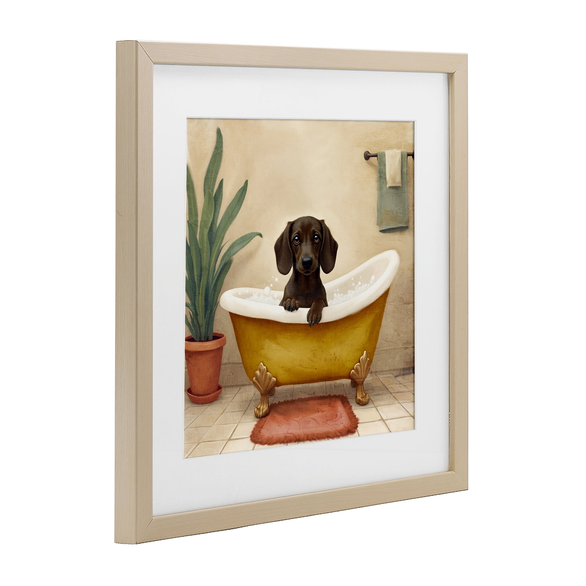 Stupell Industries Bubble Bath Brown Dog Birch Framed Print Under Glass, design by Kim Allen