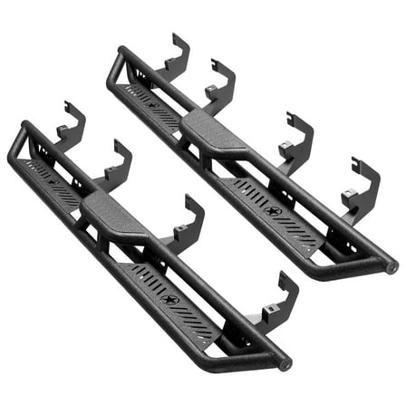 KFFKFF 6-Inch Side Steps for 2019-2025 Chevy Silverado/GMC Sierra 1500 Crew Cab and 2020-2025 Chevy Silverado/GMC Sierra 2500HD 3500HD Crew Cab, Black Carbon Steel Running Boards