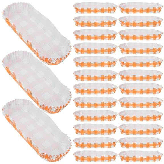 MLINS Hot Dog Trays with Groove Prevent Food Falling Made of Grease Proof Paper for Serving Use 100 Pcs