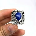 thumbnail image 4 of Lapis Lazuli Pear Shape 925 Sterling Silver Handmade Statement Women Ring Size 4.0, 4 of 5