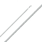 7 in. 14K White Gold 2.7 mm Regular Concave Cuban Chain