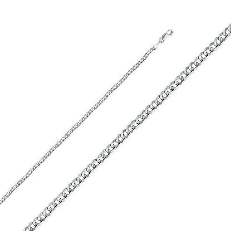 7 in. 14K White Gold 2.7 mm Regular Concave Cuban Chain