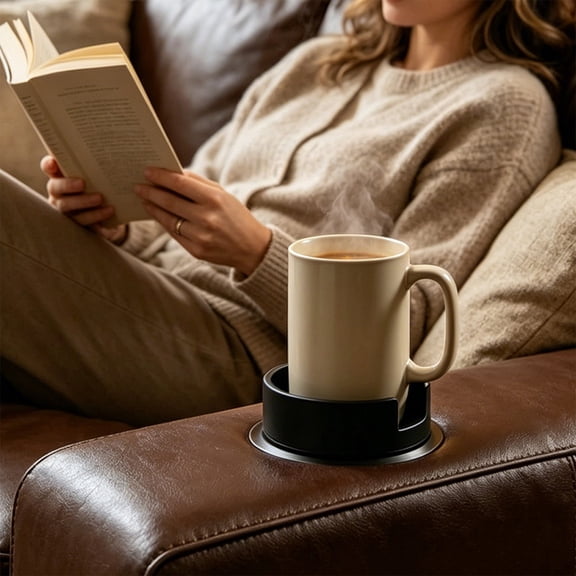 Sofa Armrest Cup Holder Insert, Black Anti-Spill Drink Holder for Couches, Recliners & Sofas, Keep Drinks Secure on Couch Arms