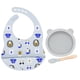 thumbnail image 4 of 7-Juego de comidas para bebés - Plato con ventosa para bebés + babero y cuchara de silicona - Juego de comidas - Plato - Vajilla rosa, 4 of 5