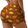thumbnail image 2 of Sigee Dinosaurs and Leaves Print Women's High Waist Workout Shorts - Squat Proof, Tummy Control, Yoga and Gym Activewear-, 2 of 9