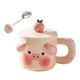 thumbnail image 1 of Taza de café de cerámica, taza de té, reutilizable, para el hogar, con tapa y asa, taza de café, taza de leche Cerdo rosa, 1 of 9