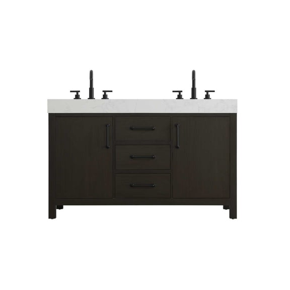 Elegant Kitchen and Bath 54 inch Double Bathroom Vanity In Mocha Brown