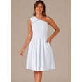 thumbnail image 4 of DARING DIVA Halloween Costume Bow One Shoulder with Pockets Swing Dress XL White, 4 of 6