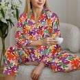 thumbnail image 6 of Picia Maple Leaves Pattern Women’s Long-Sleeve Sleepwear Set - Soft 2-Piece Loungewear with Pockets, Comfy PJs for Relaxing Nights-Small, 6 of 7