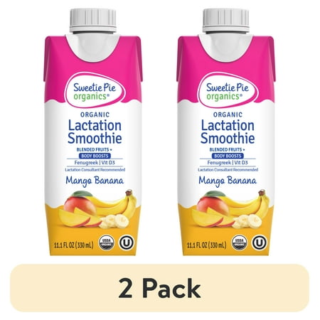(2 pack) Sweetie Pie Organics Lactation Support Smoothie, Mango Banana, 11.1 oz, 1-Pack
