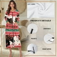 thumbnail image 6 of Yuyamidu Aztec Women Bath Robes Female Zipper Front Long Sleeves Bathrobe Cow Print Housecoat Nightgown Size S Ladies Lounge Dresses Christmas Mid-Length Pjs Sleepdress, Red, 6 of 7
