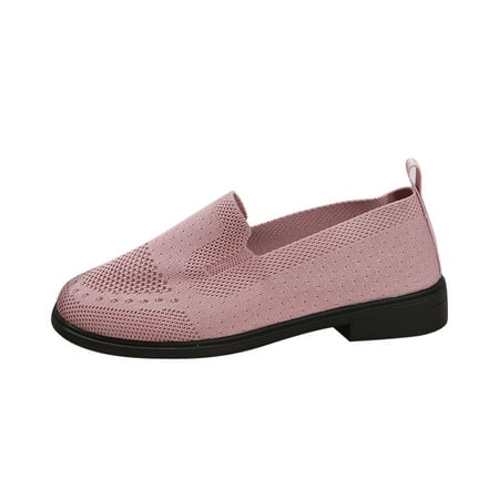 

Sehao womens flat dress shoes Womens Casual Shoes Non Slip Mesh Solid Color Slip On Round Toe Breathable Square Heel Work Single Shoes Mesh womens winter shoes women casual shoes