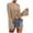 EliteGoogv#Khaki, variant on One Piece Women Beach Cover Up V Neck Crochet Knit Long Sleeve Drawstring Tie Front Sheer Lightweight Sweater Top For Swimwear,Khaki,L
