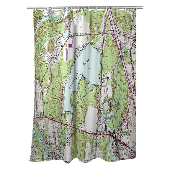 Betsy Drake Interiors Alexander's Lake, CT Nautical Map Shower Curtain